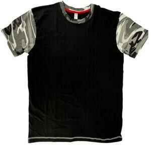 Code Five Men Black Camo Short Sleeve Tee Shirt Top Medium 100% Cotton